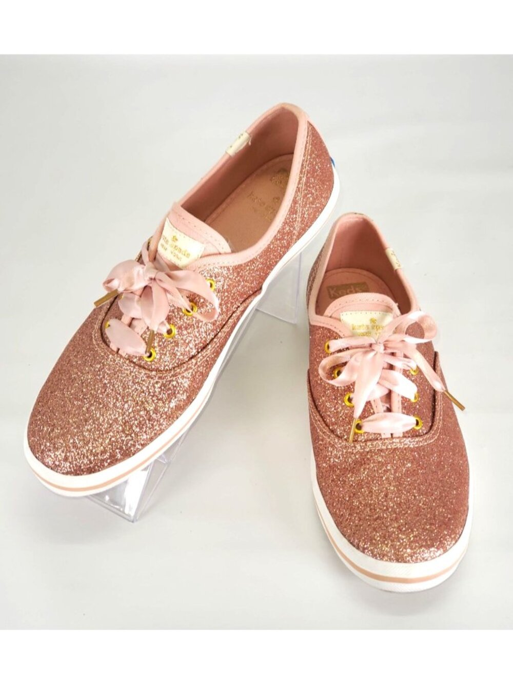 Keds Kate Spade Women's Rose Gold Canvas Champion Glitter Sneakers Size 6M 1429